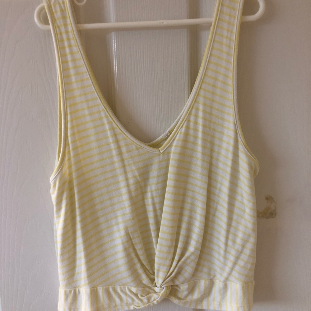 Cropped yellow stripped tank top from pacsun